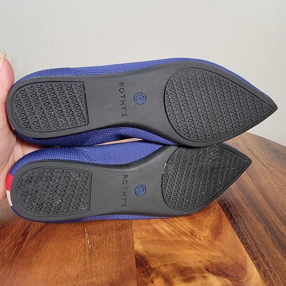 Rothys The Point Ballet Flats Blue Red & White Stripe Accent Women's Size 5.5 - Picture 9 of 16